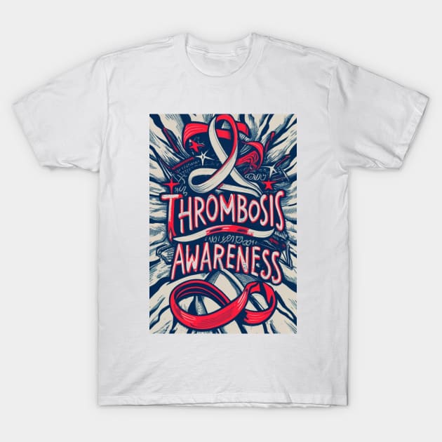 Thrombosis Awareness Ribbon Retro Background T-Shirt by Seeds of Authority